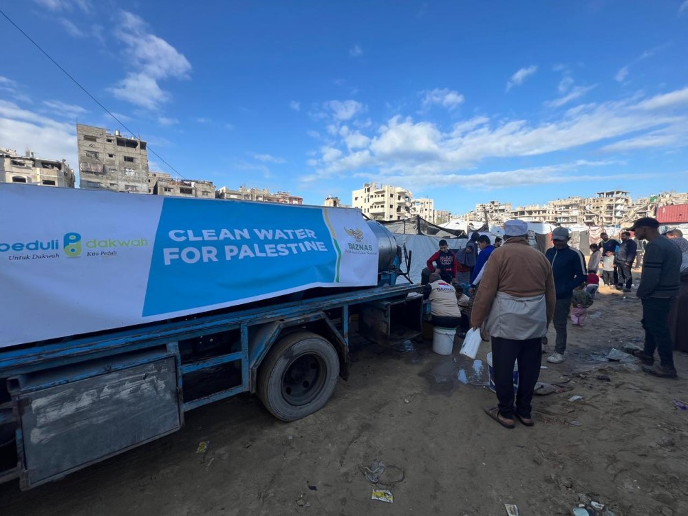 Air Bersih dari LAZ Peduli Dakwah dan BAZNAS Jaga Kesehatan 2.625 Warga Gaza